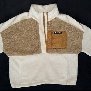 Columbia White and Brown Fleece Pullover